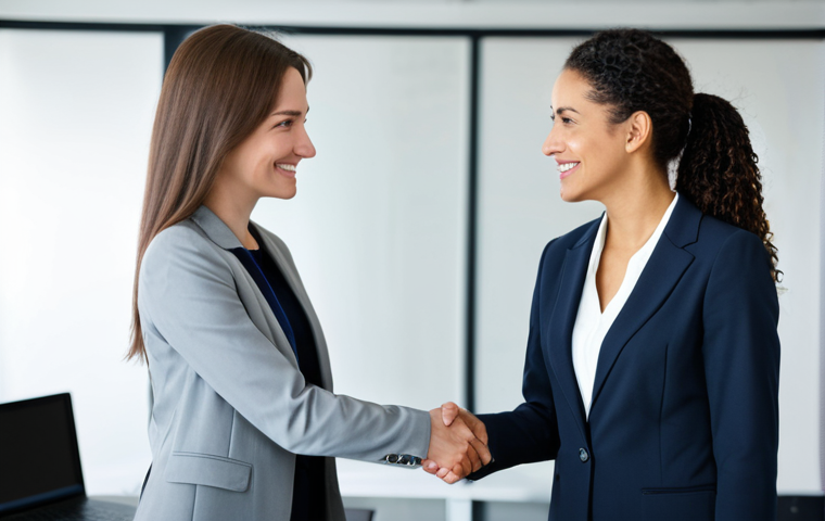 **

A professional businesswoman in a modern office, shaking hands with a potential collaborator. Both are fully clothed in business attire. The scene should convey trust and partnership. Safe for work, appropriate content, professional setting, perfect anatomy, natural proportions, well-formed hands, proper finger count.

**