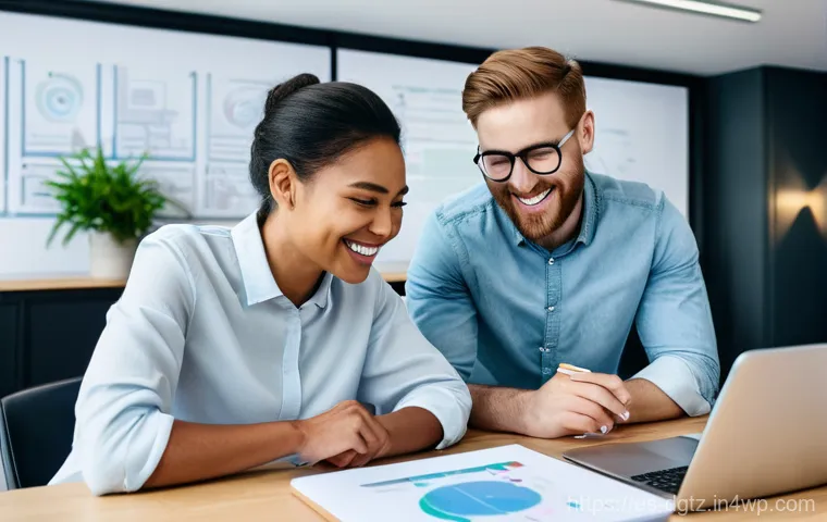 디지털 네트워킹에 적합한 플랫폼 비교 - **Prompt:** A diverse group of young professionals (two men, two women) in a bright, modern co-worki...