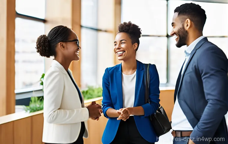 전문가와의 관계 형성을 위한 팁 - **Prompt:** "A vibrant scene of diverse professionals engaging in enthusiastic networking at a bustl...