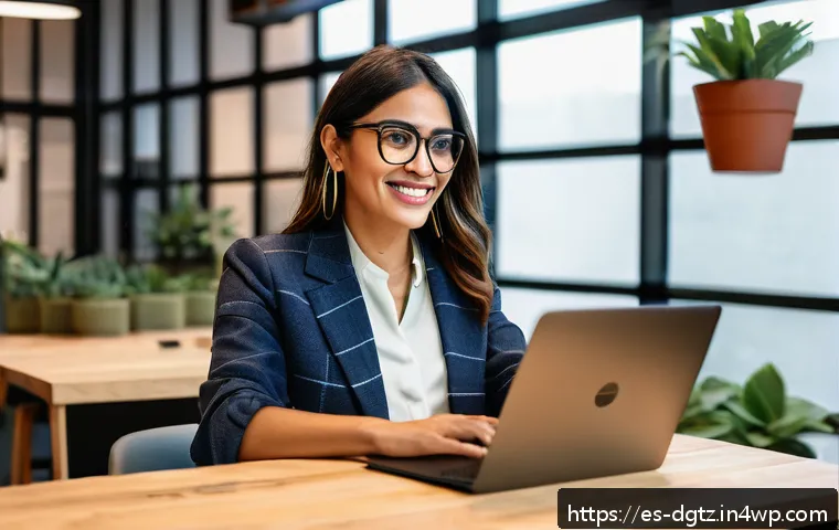 정보사회를 위한 네트워킹 전략 - A professional Hispanic woman in her early 30s sitting at a modern coworking space in Mexico City, e...