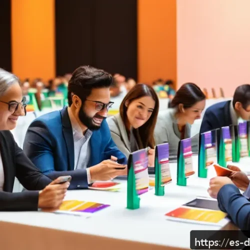 Home 30 전문가의 경험을 통한 실질적 네트워킹 전략 - A diverse group of professional adults engaged in a lively networking event in a modern conference h...